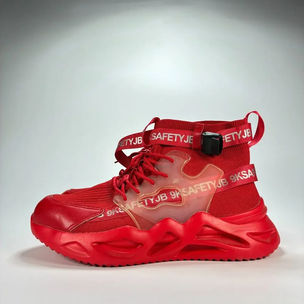 9K Safety JB Red High Top Adjustable Ankle Straps Sneakers Work Boots Mens Sz 13